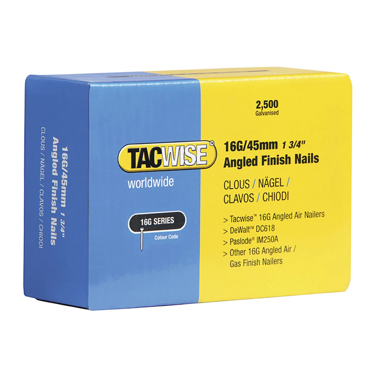 Wholesale ๐ฏ Tacwise TAC0770 16G Angled Finish Nails 38mm For DC618K (Pack 2500) ๐ 3 Wholesale ๐ฏ Tacwise TAC0770 16G Angled Finish Nails 38mm For DC618K (Pack 2500) ๐